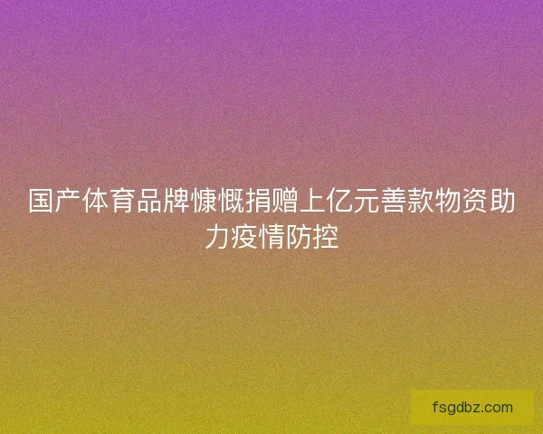 国产体育品牌慷慨捐赠上亿元善款物资助力疫情防控
