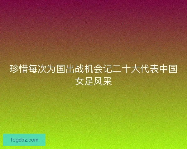 珍惜每次为国出战机会记二十大代表中国女足风采
