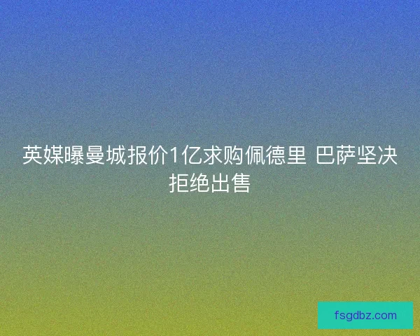 英媒曝曼城报价1亿求购佩德里 巴萨坚决拒绝出售