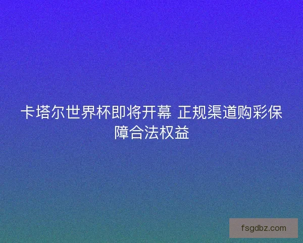 卡塔尔世界杯即将开幕 正规渠道购彩保障合法权益